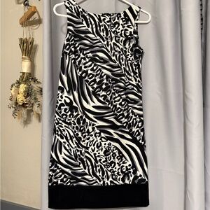 AB Studio Black and White Patterned Mini Dress